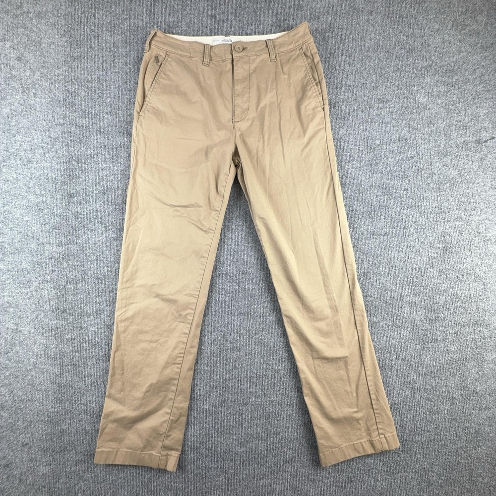 Hollister Pants Mens 32x32 Beige Slim‎ Straight Chino Stretch Casual Khakis